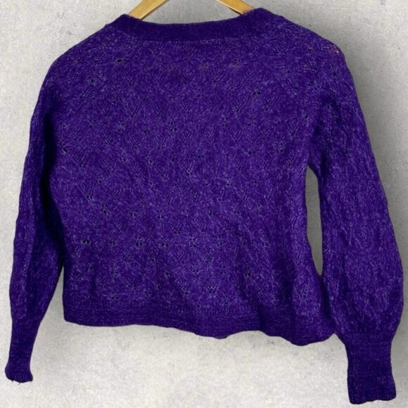 Sezane Marlow Knit Sweater Purple Size XS French Wool Kid Mohair Button V-Neck - Picture 13 of 13